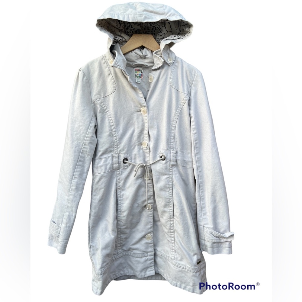 Roxy Ivory Warm Hooded Cotton Jacket Long Coat